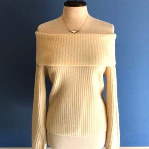 Ralph Lauren Cream Off Shoulder Wool/Angora Sweater